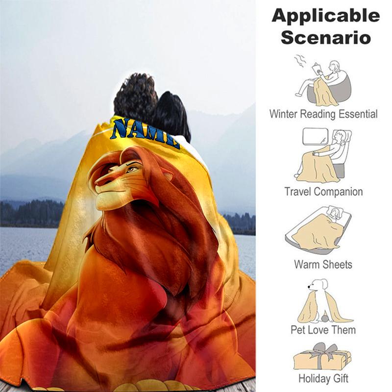 Customiz Name Personality Simba the Lion King Blanket Soft &Warm Sofa Office Bed Travel Lunch Break Blanket, Gift Suitable All Seasons