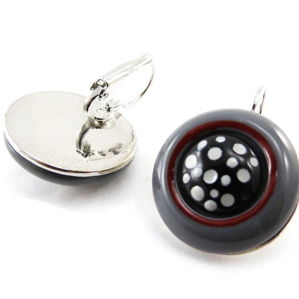 NOA [J3152] — дизайнерские серьги Pimprenelle черно-серого цвета.