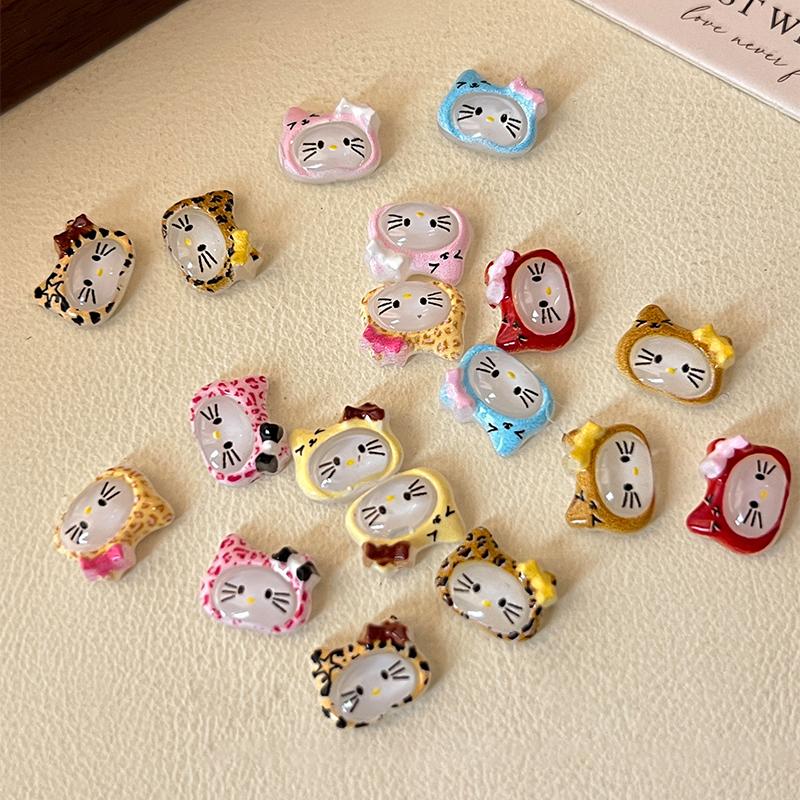 10 шт./пакет 3D Мультяшные Шармы для ногтей Hello Kitty Смешанная смола Котенок Китти с бантом Украшение для нейл-арта Кавайный Блестящий Kt Деталь для ногтей
