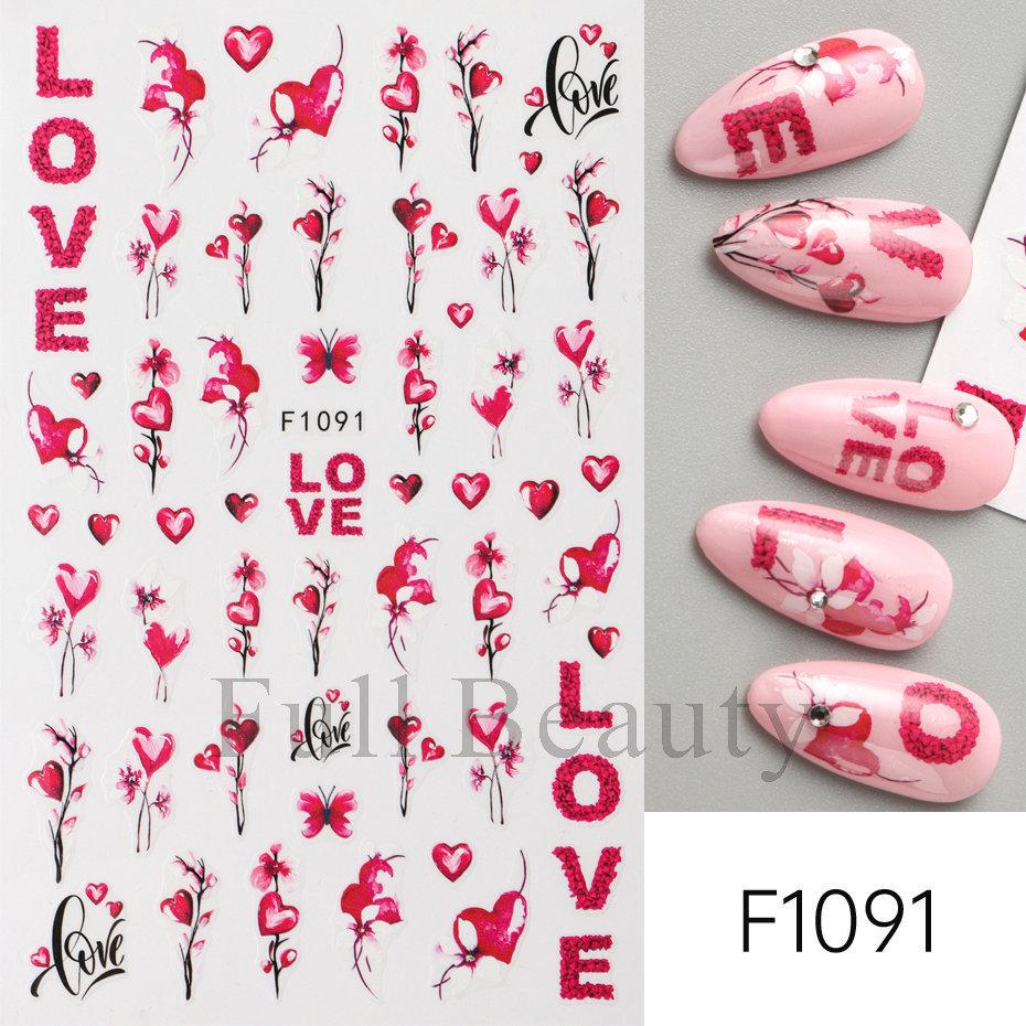 Nail Art Stickers, Romantic Valentine'S Day Love Cartoon Panda Love Adhesive Nail Stickers
