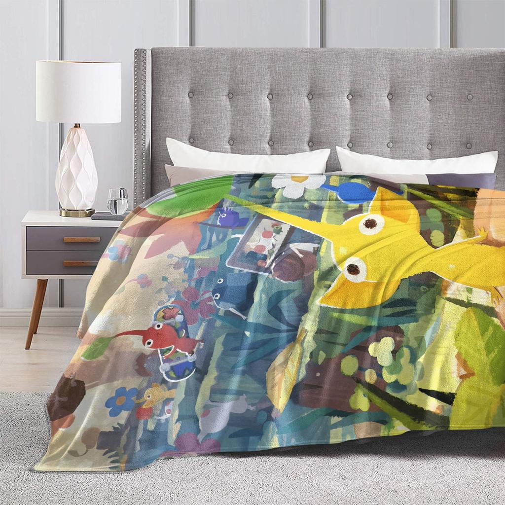 Yellow Pikmin Soft Warm Blankets  Children Plush Throw Blanket Street Trend Couch Bed Flannel Bedspread Sofa Bed Cover