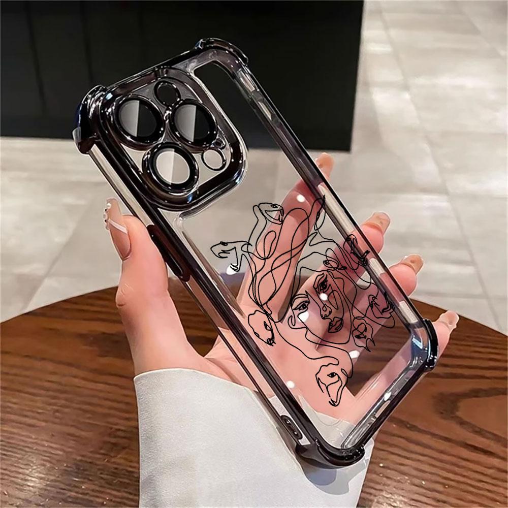 Животное Женщина Девушка Лицо Линия Funda Для iPhone 17 Pro 16 15 14 13 12 11 Pro Max Чехол 17 Plus 17E 16E 17Air Силиконовый Чехол для Телефона