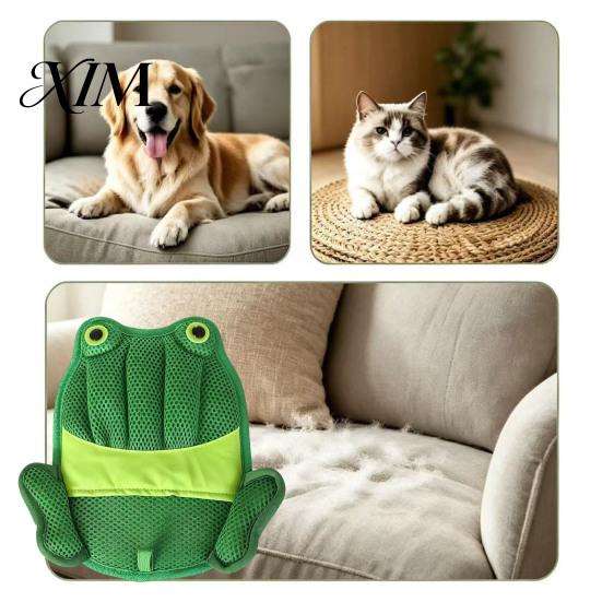 Long And Short Hair Grooming 1Pc Pet Removal Glove, Electrostatic Cat Mitt, Frog Design, Reusable Glove Breathable Mesh Lint for Furniture Clothing