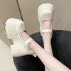 Mary Jane Women's Shoes Spring and Autumn Versatile Muffin Thick-soled Thick Heel Light Mouth Small Leather Shoes Women