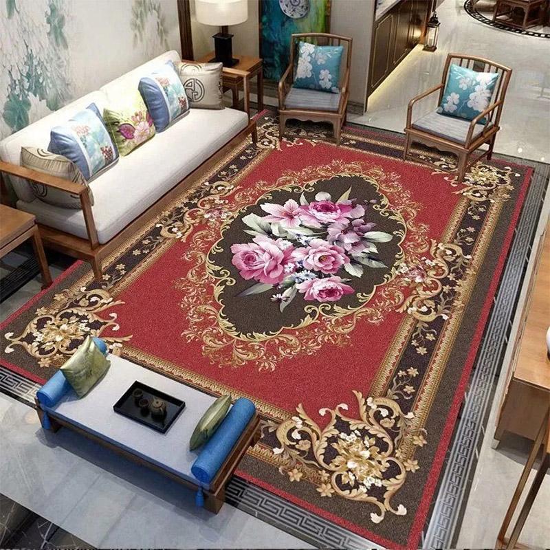 Ковер в европейском стиле Гостиная Диван Ковер Главная Большая площадь Полный ковер Спальня Прикроватный ковер Комната Простой напольный коврик Кухонные коврики