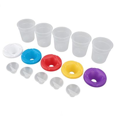 5pcs Colored Lids Spill Proof Paint Cups Flip Open Lids Pen Washing Cup Arts And Crafts