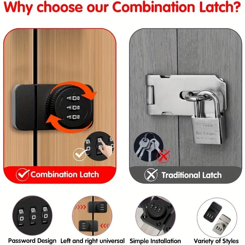 Кодовый замок без ключа 3 цифровых кода Без перфорации Пароль Замок для витрины Пряжка Фурнитура для шкафа Замок для стеклянной двери шкафа