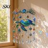 Crystal Bead Hanging Ornament Ocean Animal Acrylic Window Hanging, Stained Glass Style Sea Turtle Whale Dolphin Suncatcher Waterproof Wind Chime with
