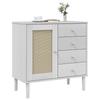 SENJA Sideboard Rattan Style White 80 x 40 x 80 cm Pine Wood
