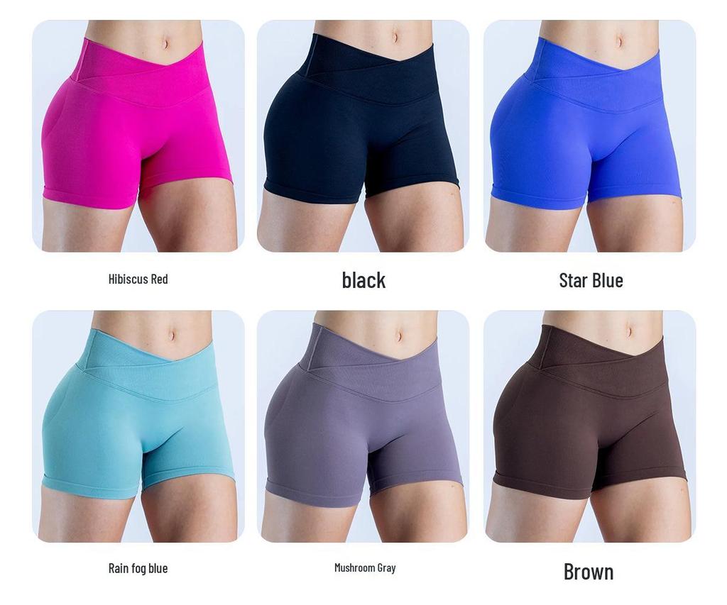 Женские короткие леггинсы для йоги с низкой посадкой и эффектом пуш-ап - Матовые, бесшовные, с дизайном перекрестной талией