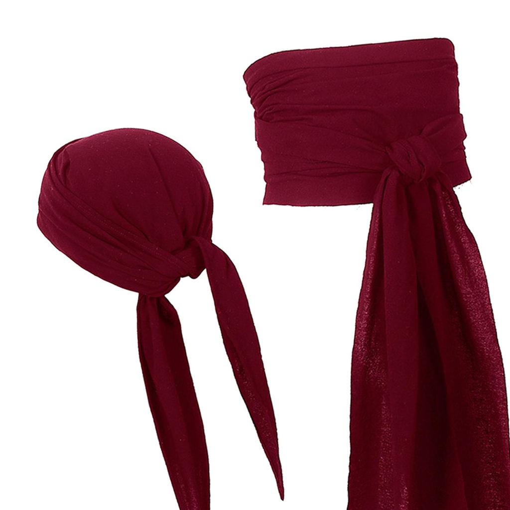 Pirate Head Scarf Hat Accessories Headband Sash Belt for Photo Props