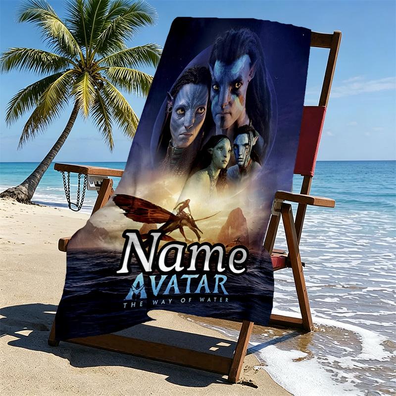 Custom Name Personalized Avatar Print Beach Towel, for Trip Camping Beach Party Home Decor, Birthday Gift for Family & Friends