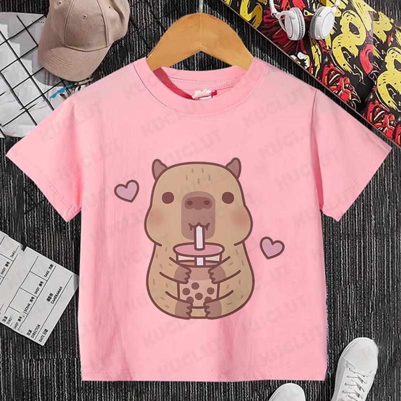Детская одежда Kawaii Cartoon Anime Capybara футболка с коротким рукавом Cute Capybara Lover Animal Capybaras Harajuku футболка подарок