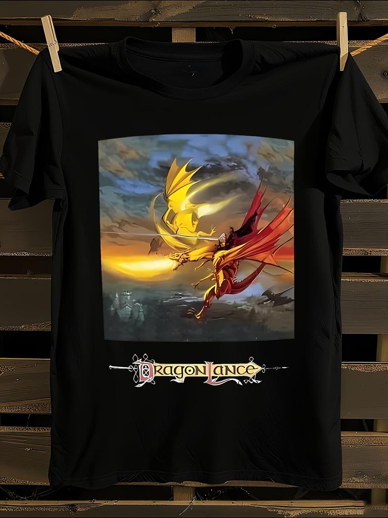 DragonLance Legend of Huma Epic Fantasy T-Shirt Mens Tshirt Womens Tshirts with Letters Print Short Sleeves T-Shirt Casual Street Tee Shirt Top