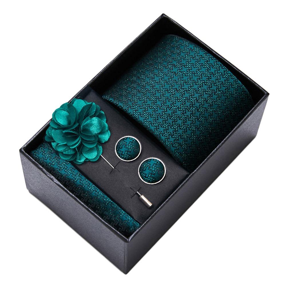 4Pcs/Set Luxury Hanky Cufflinks Paisley Men's Suit Lapel Flowers Pocket Square Groom Formal Suit