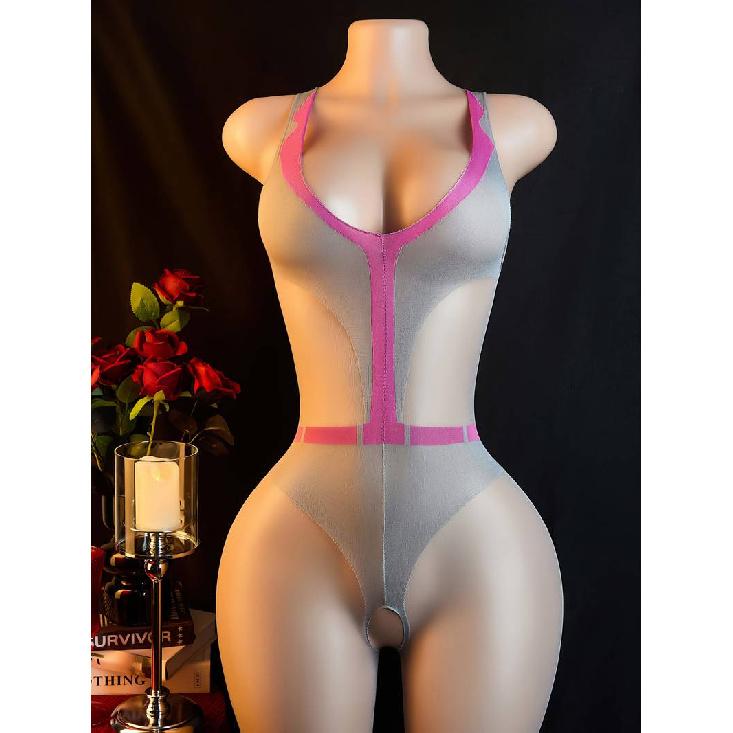 Sexy Semi-sheer Hollow Lace Up Bodysuit for Women Exotic Teddy Lingerie Hot Open Crotch Jumpsuit Sexy Costumes