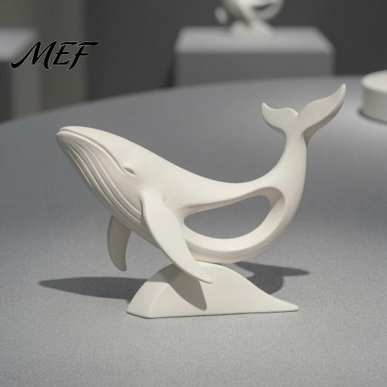Modern Interior Decor Minimalist Hollow Whale Figurine, 3D Printed Matte Animal Sculpture for Office Table Ornament Home Desk Decor, Statues