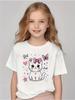 Cartoon Girl T-Shirt Casual Children Top Crew Neck Junior Boys' Summer Clothing Short Sleeve Top Shirts Elementary Girl Clothes