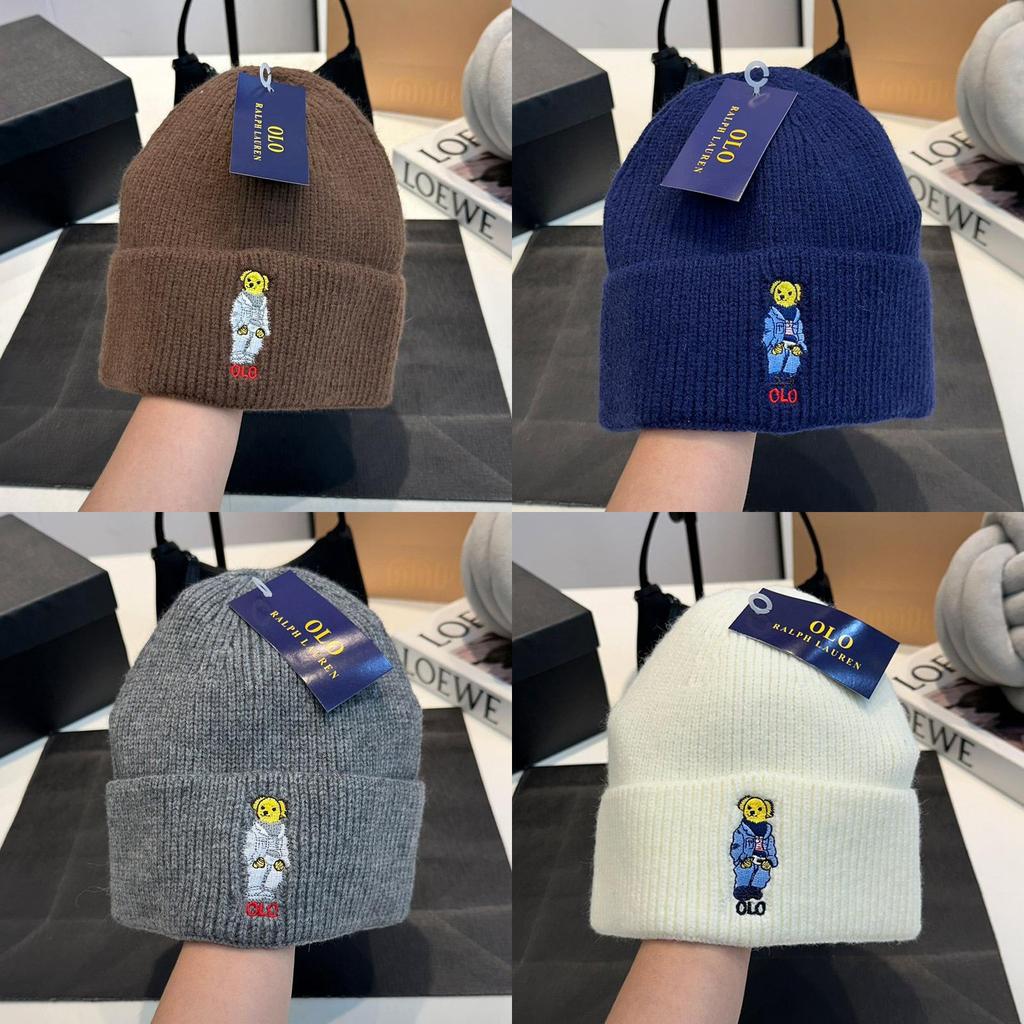Stylish Acrylic Knit Cap For Autumn And Winter With Embroidered Character Design