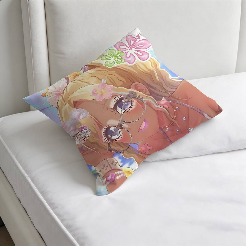 Cool Gyaru Cartoon Decorative Square Pillow Cover Modern Cushion Case for Living Room Bedroom