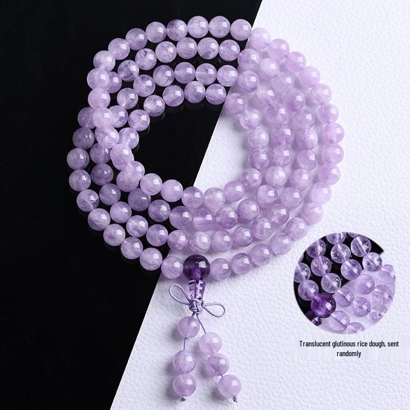 Браслет из фиолетового лавандового кристалла - Буддийская нить на руку с бусинами для успокоения страданий | Унисекс, этнический дизайн