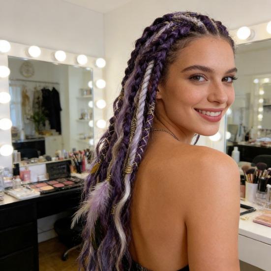 Бохо Плетеное наращивание хвоста с резинкой для волос Легкие заплетенные вручную косы Наращивание волос Женщины Мужчины Длинный Викинг Дреды Бусины Наращивание хвоста