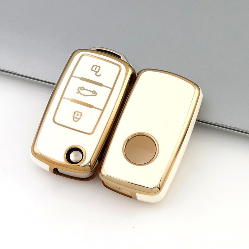 Чехол-футляр из ТПУ для брелока автомобильного ключа для Volkswagen VW Tiguan Beetle Caddy T5 Up Eos Skoda Octavia Seat Leon Altea Polo Golf Passat