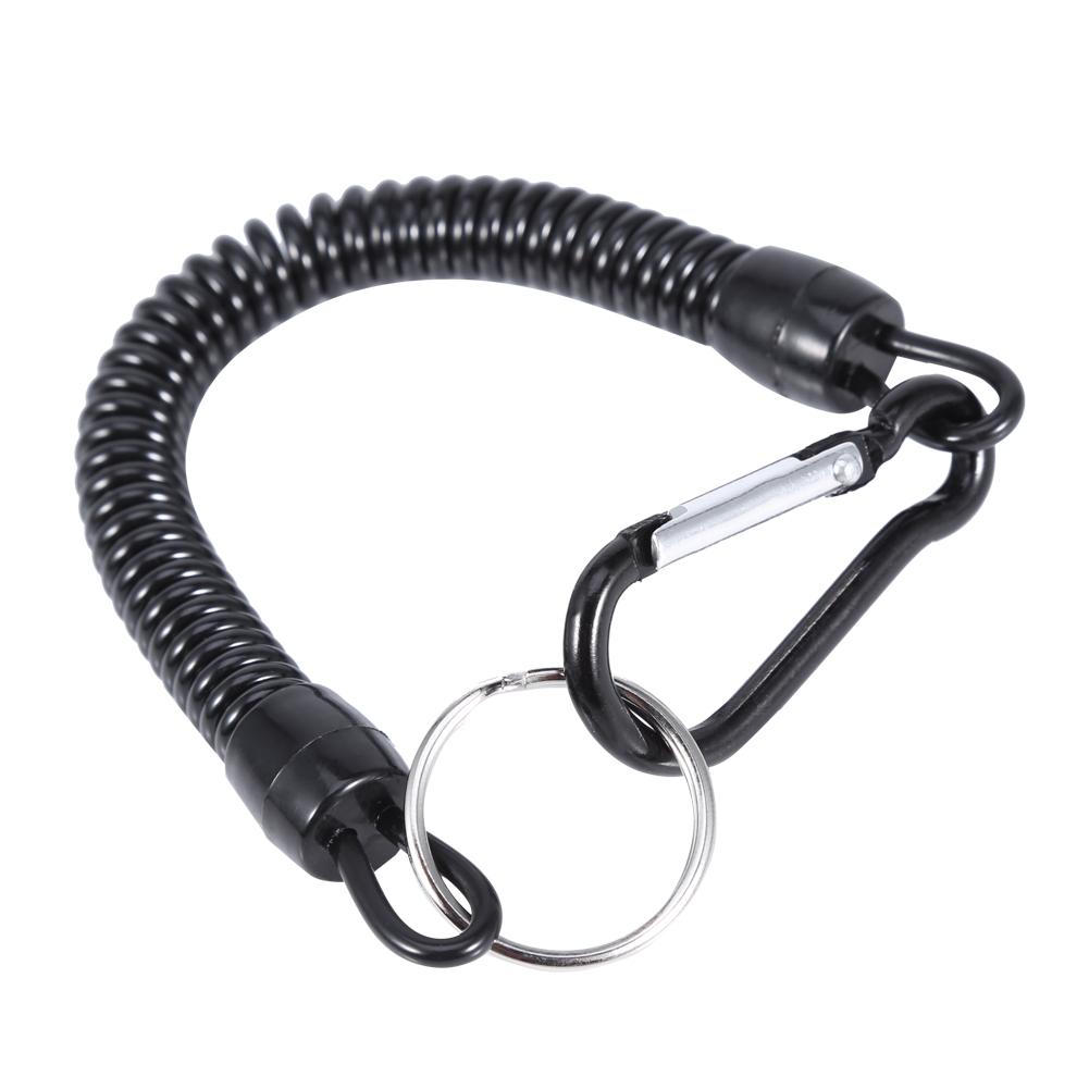 5Pcs Retractable Fishing Lanyards Boating Ropes With Buckle Tackle Secure Accessories Black