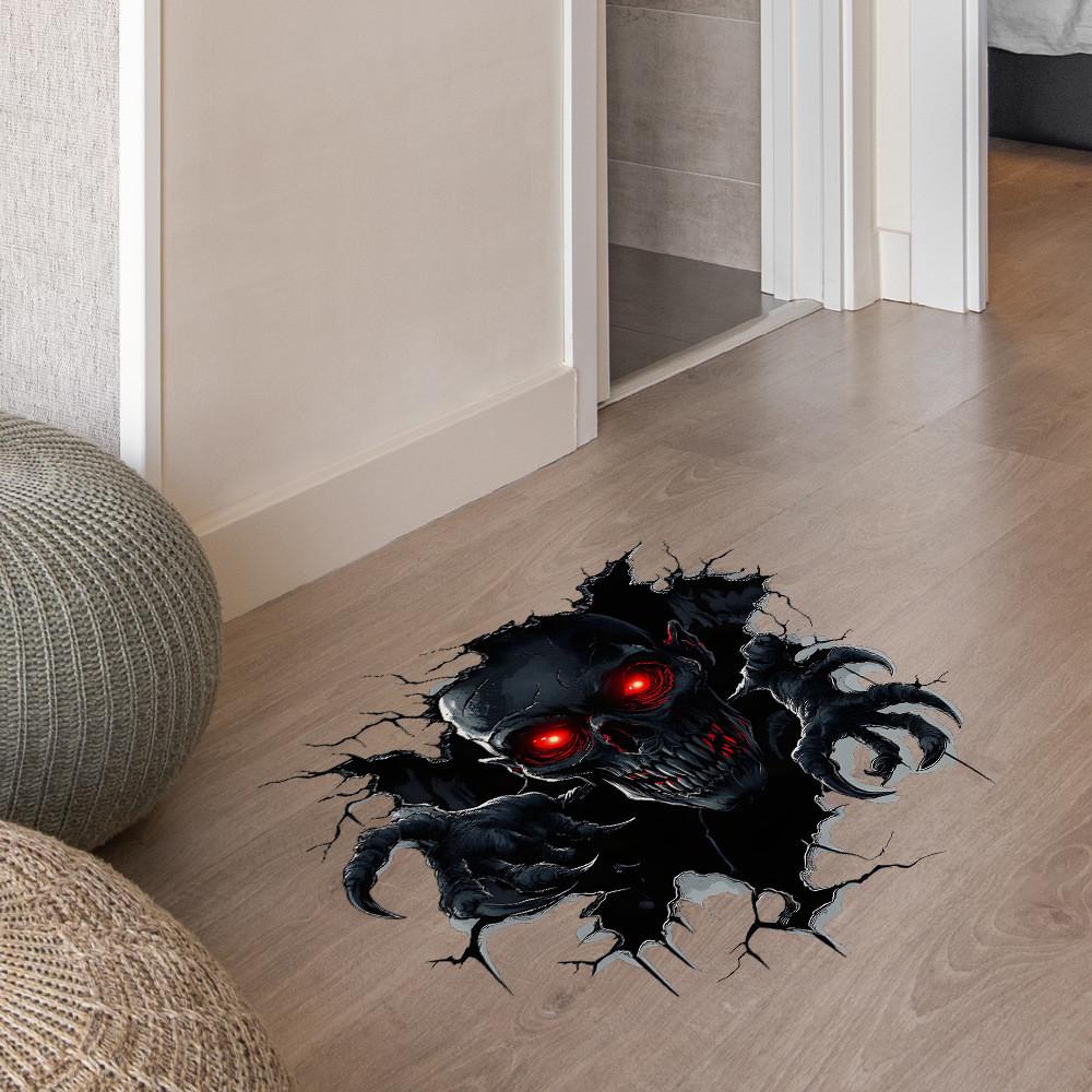 Wall Halloween Scary Breaking Skull Bedroom Living Room Home Stickers Decoration