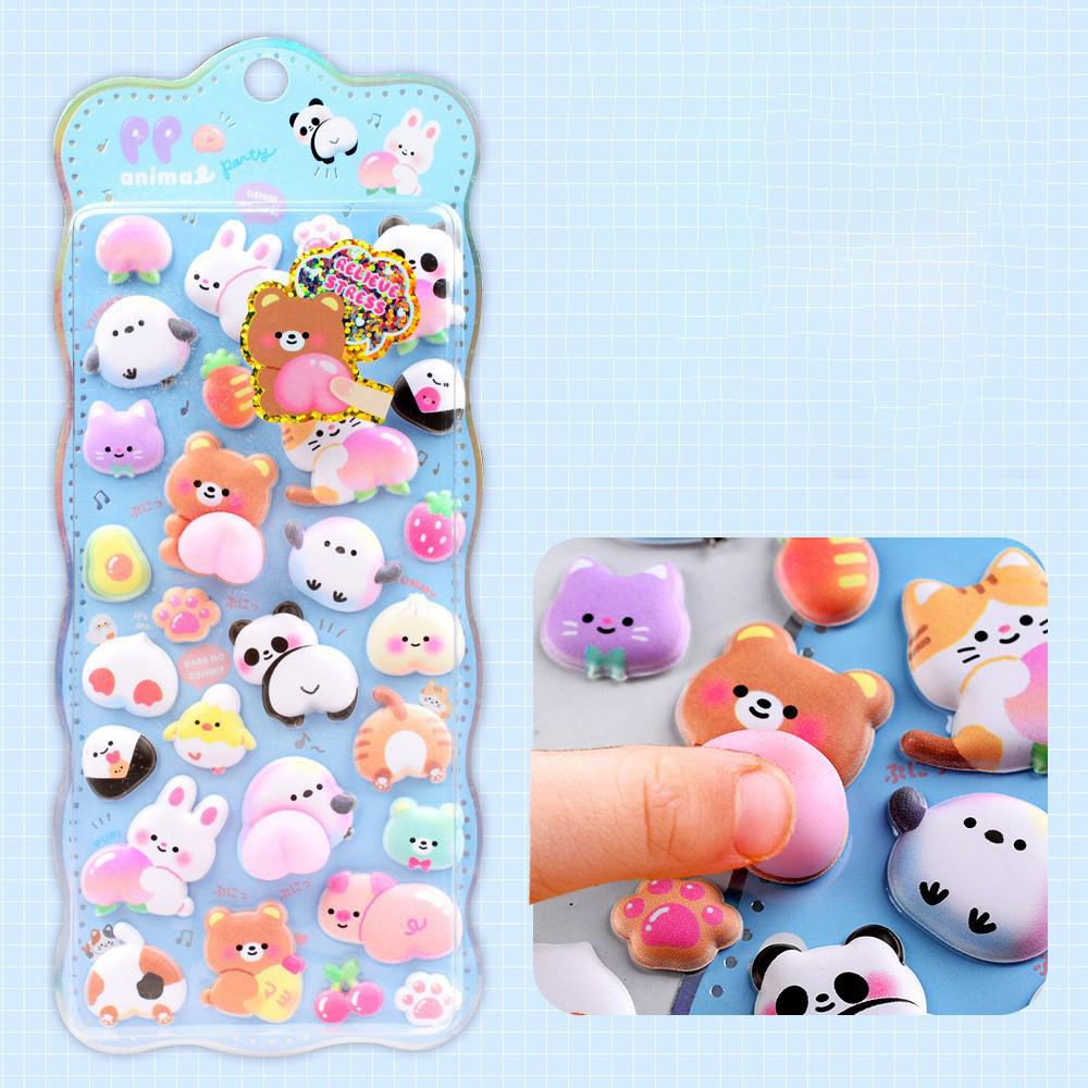 Kawaii Cartoon Soft Cute Little Rabbit 3D Pinching Relaxing Butt Stickers Cute DIY Mobile Book Decoration Stickers Festival Gift