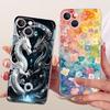 Transparent For iPhone 13 Case Cover Cute Cat Fashion Butterfly Funny Painted Casing A2633 A2482 A2631 A2634 A2635
