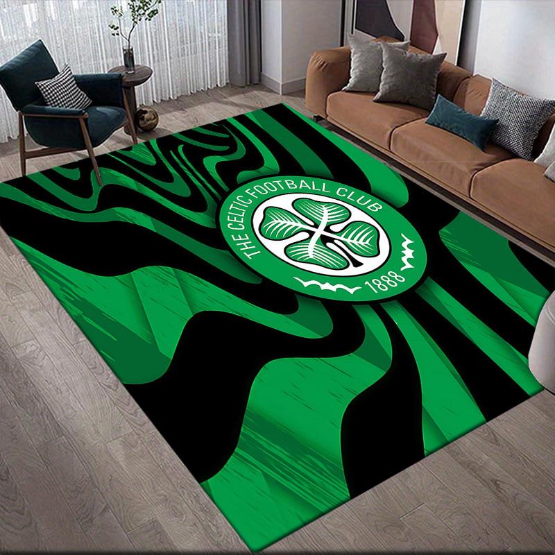 Celtic FC Flannel Pattern Square Carpet,Area Rug,Carpet Rug for Living Room Bedroom Sofa Playroom Decor,Non-slip Floor Mat