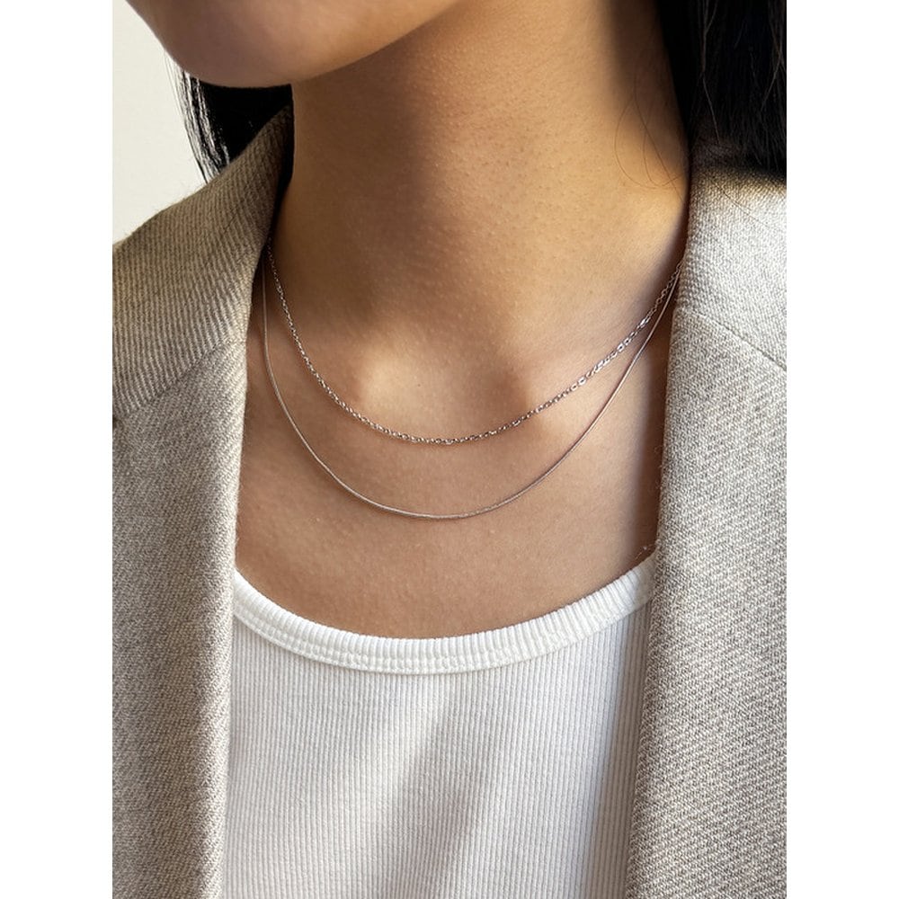 [Byhyeres] Silver (W) Two-Line Layered Necklace Bh7N40708W9450