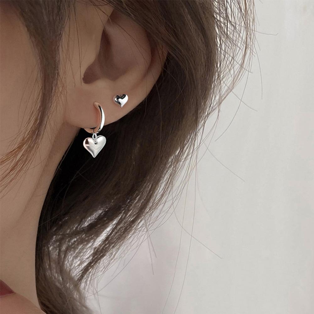 Charm Coper Plating Hollow Asymmetry Heart Ear Buckle Women Jewelry Hoop Earrings Heart Earrings