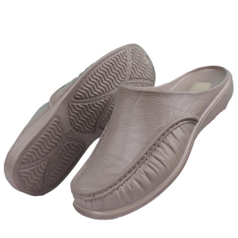 Домашняя и уличная обувь Домашняя мужская мода Мягкая подошва Полушлепанцы Большой размер Легкие шлепанцы с закрытым носком мужские