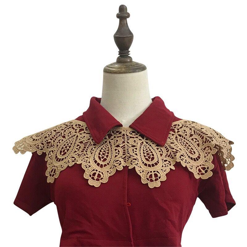 Three Styles Cotton Fake Collar Shawl Wrap Hollow Out Floral Doll Collar Detachable Shirt False Collar Blouse Top Accessories
