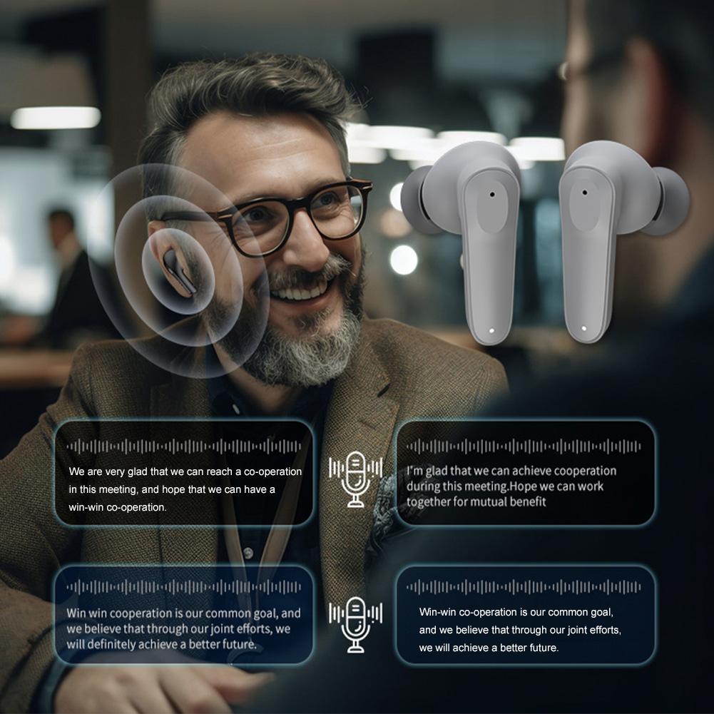 Интеллектуальные наушники-переводчики Bluetooth-совместимые 5.4 Умные голосовые переводчики Наушники-переводчики для спорта, деловых поездок