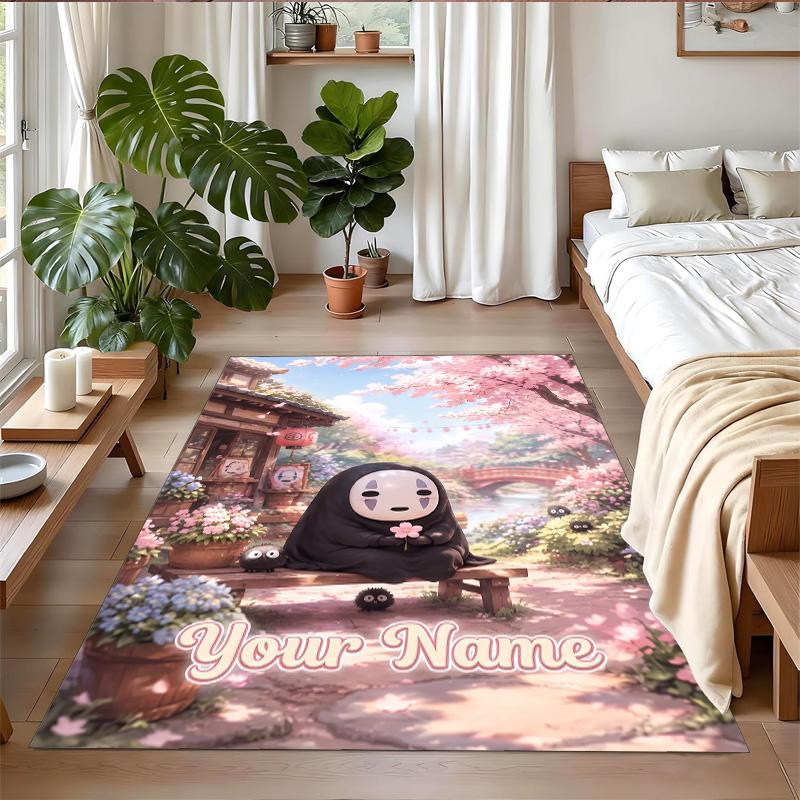 Crystal Velvet Rug Custom Name Text, Soft Non Slip Floor Mat Home DecorSpirited Away