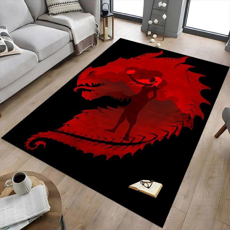1pc Fire and Blood Office Carpet Chair Mats, Home Decor Mat | Fantasy Theme Mat | Durable Mat, Dragon DecorB24