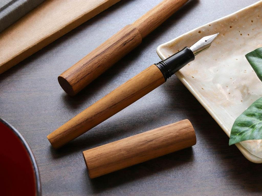 WANCHER Sekaiju Перьевая ручка из тикового дерева, тщательно отобранного из лучших пород дерева, Перьевая ручка экстратонкого письма, Корпус, Мировая [WANCHER Pen] (EF (Позолоченный))