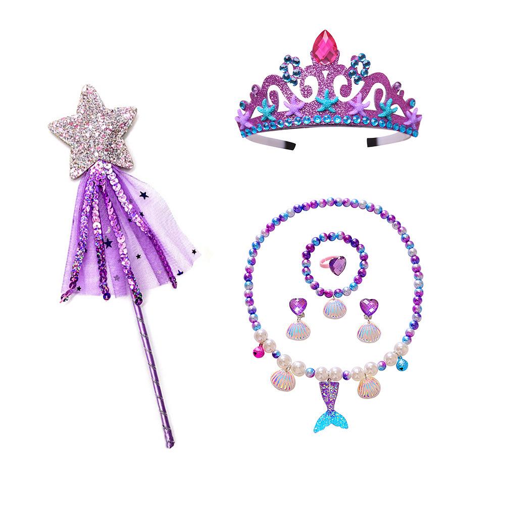 Fairytale Frozen Magic Wand & Jewelry Set: Princess Crown, Necklace, Gloves - Perfect Halloween or Birthday Gift for Girls