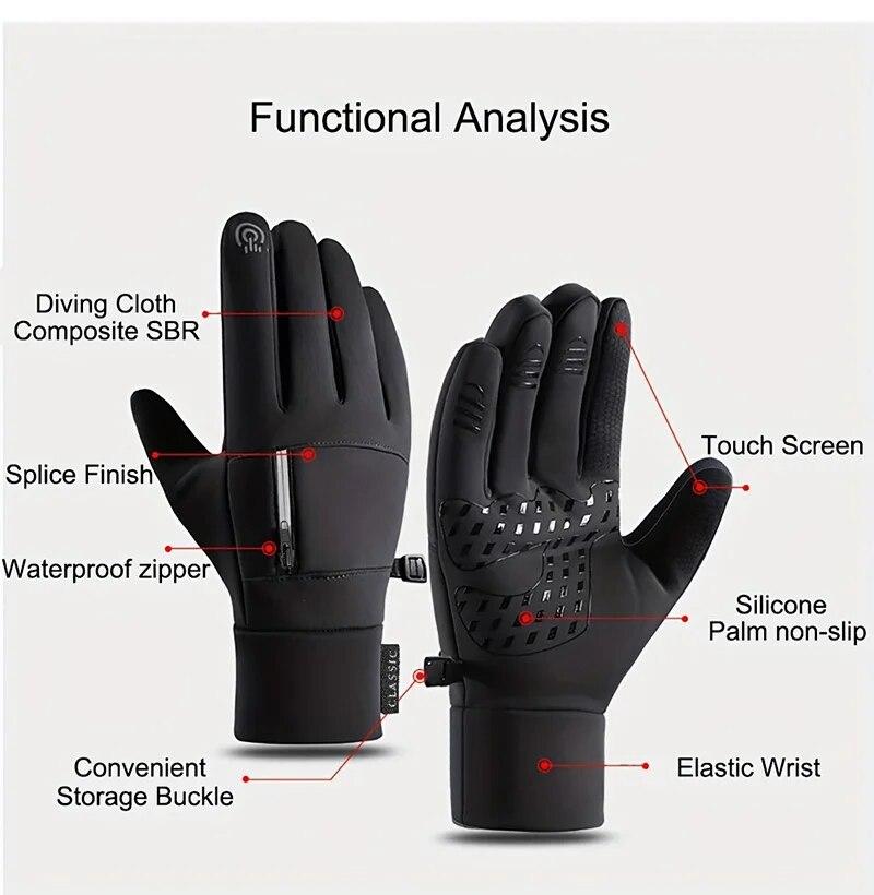 Водонепроницаемые велосипедные перчатки, зимние ветрозащитные теплые лыжные варежки, нескользящие перчатки с сенсорным экраном, перчатки для спорта на открытом воздухе, альпинизма и пешего туризма