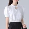 New Chinese Women's New Summer Short-sleeved Chiffon Shirt for Women's High-end Short Tassel Top