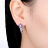 Серьги S925 Серебро Синий Циркон Серьги-цветы Фиолетовый Циркон Женские Изящные Украшения Подарок на годовщину