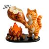 Rustic Cabin Candle Holder Campfire Animal Tealight Holder, Durable Resin with Cat Woodland Decor Fox And Dachshund Figurines, Warm Cozy Atmosphere