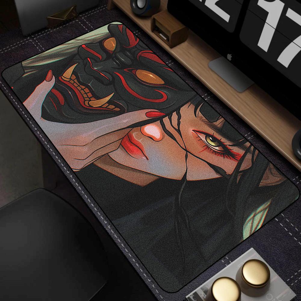 Игровой коврик для мыши 90x40 см Самурай Они Маска Девушки из Японии Deskmat Большой Игровой Профессиональный Премиум Коврик для мыши Аксессуары для контроля скорости