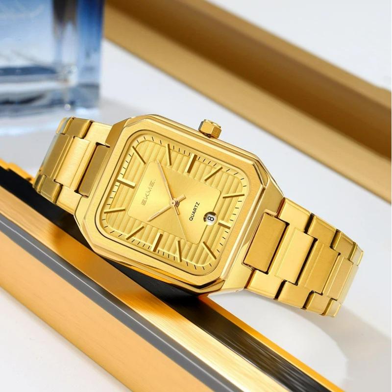 Skmei Роскошные Квадратные Кварцевые Часы для Бизнеса Классический Циферблат с Полосатым Дизайном с Браслетом из Нержавеющей Стали Наручные Часы для Мужчин