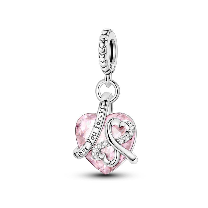 New Trinkets 925 Pure Silver Pink 8 Wings Sunflower Pendant Beads fit Original Charms Bracelet DIY Women Jewelry