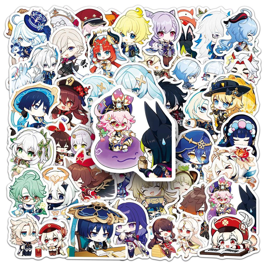 50 Q Version of Genshin Impact Graffiti Stickers Cartoon Cute Game Guka Decorative Laptop DIY Creative Stickers
