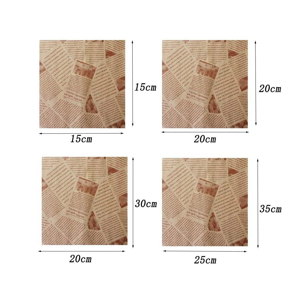 100Pcs Old Newspaper Style Fried Food Paper Food Wrapping Sandwich Packaging Paper Baking Use